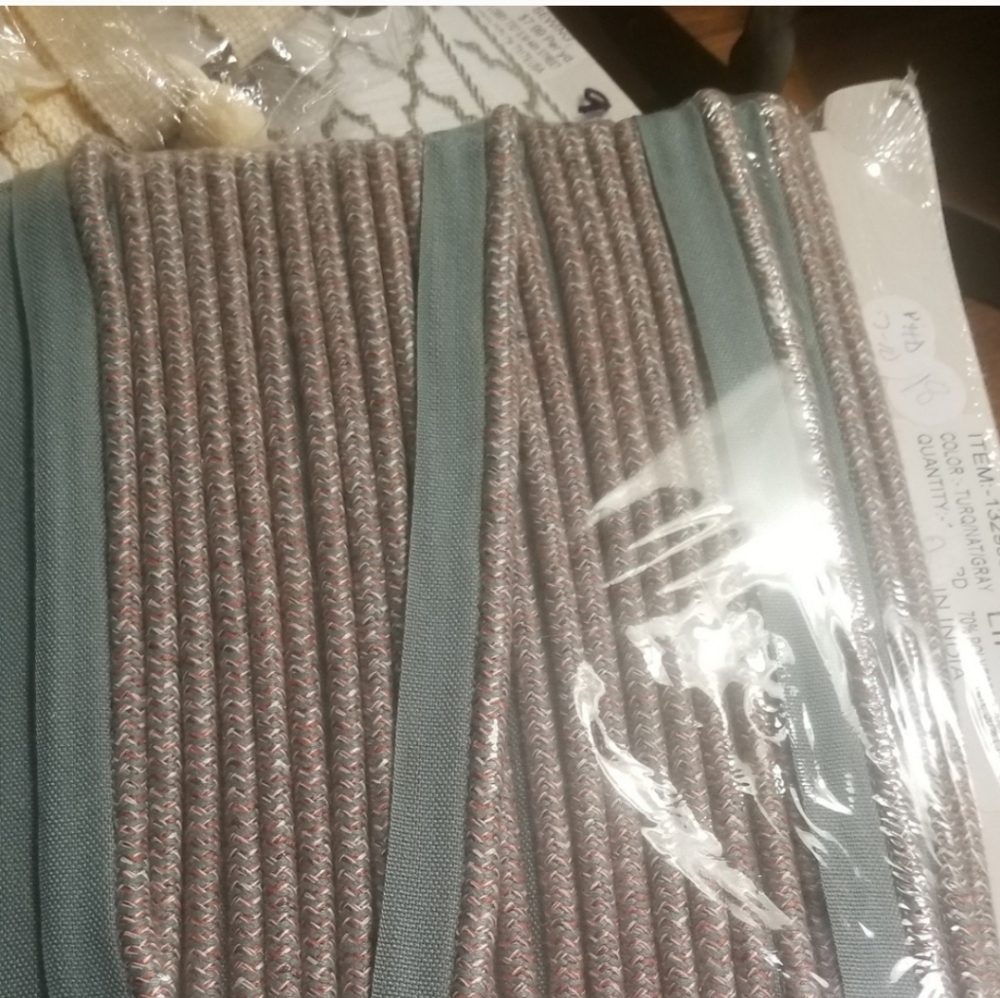 Sewing upholstery cord trim aqua multicolor - 18 yards
